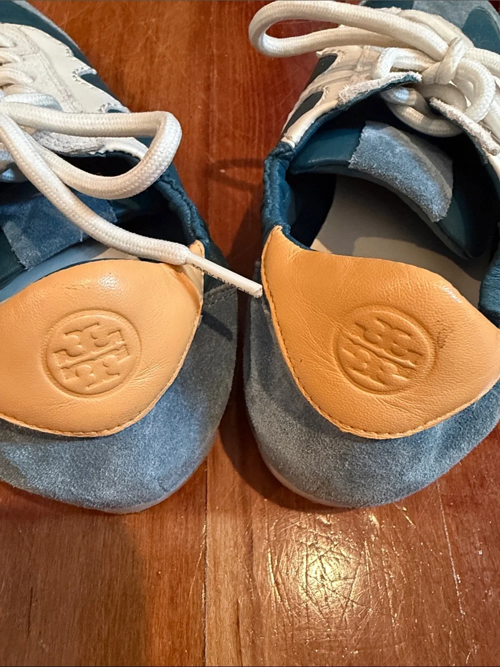 Tory Burch Teal, White & Yellow  Lace-Up Sneakers